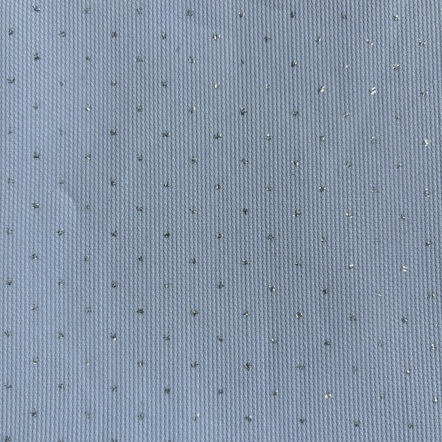 Cotone / Azzurro con pois argento