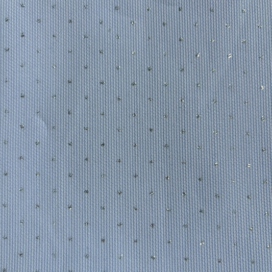 Cotone / Azzurro con pois argento