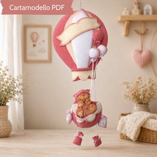 Cartamodello Fiocco Nascita Mongolfiera