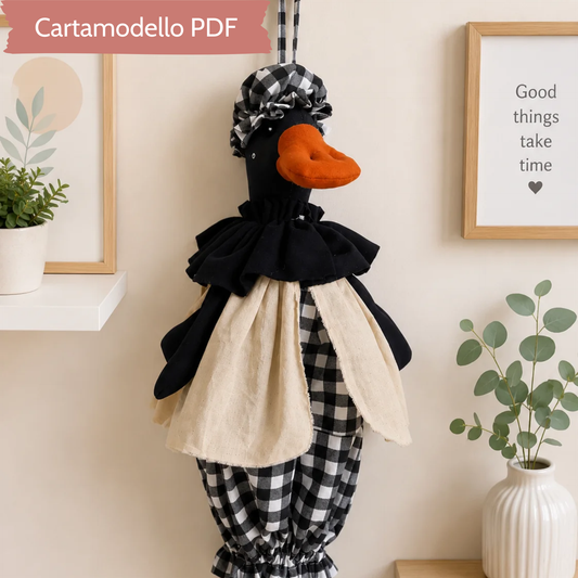 Cartamodello Papera Black Portasacchetti Grande