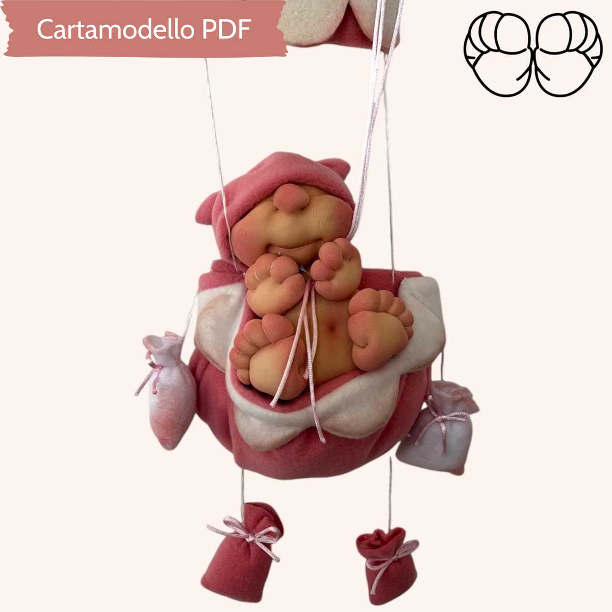 Cartamodello Fiocco Nascita Mongolfiera