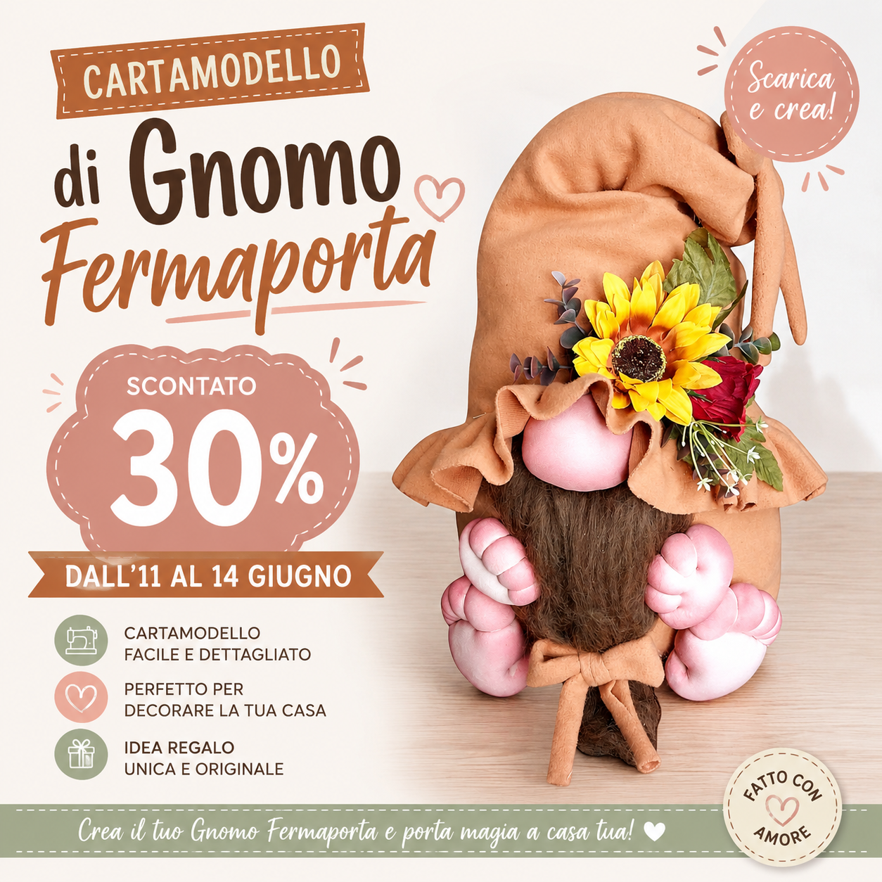 Cartamodello Gnomo Fermaporta