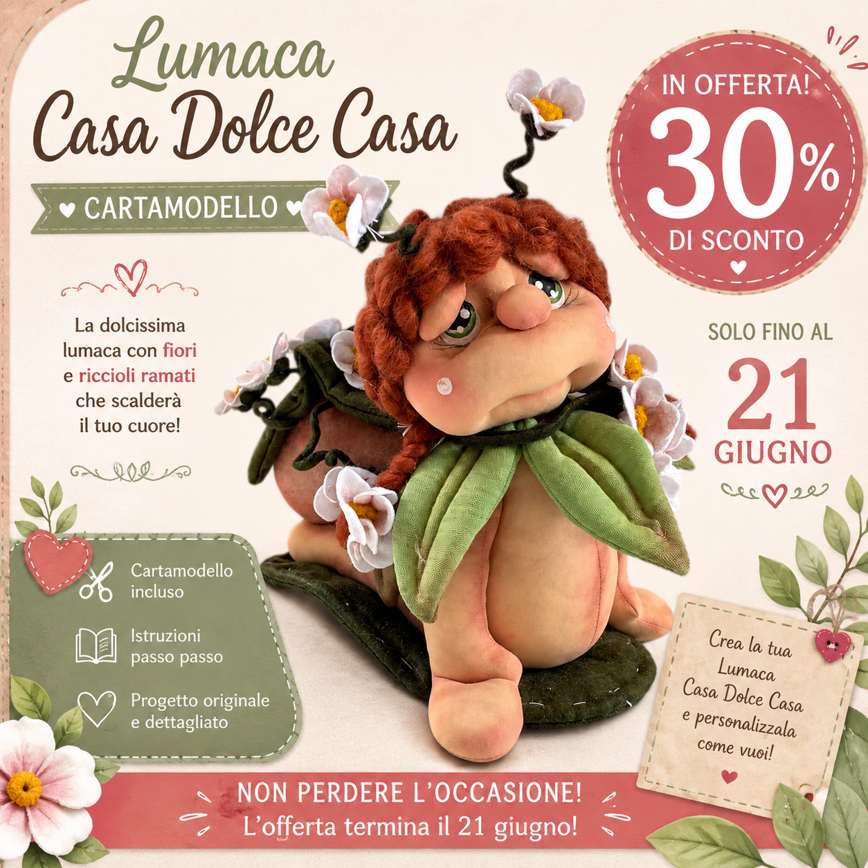 Cartamodello Lumaca Casa Dolce Casa