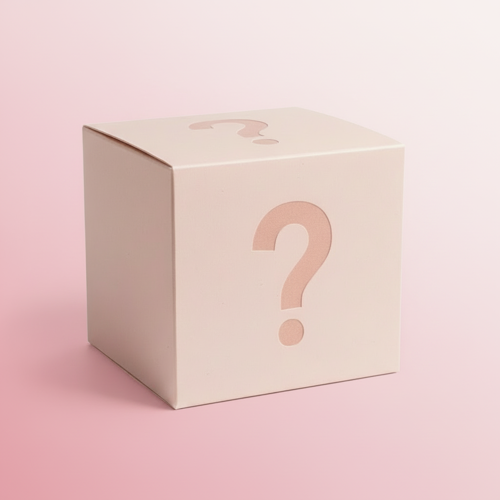 scatola in carta rosa con il punto di domanda in cima